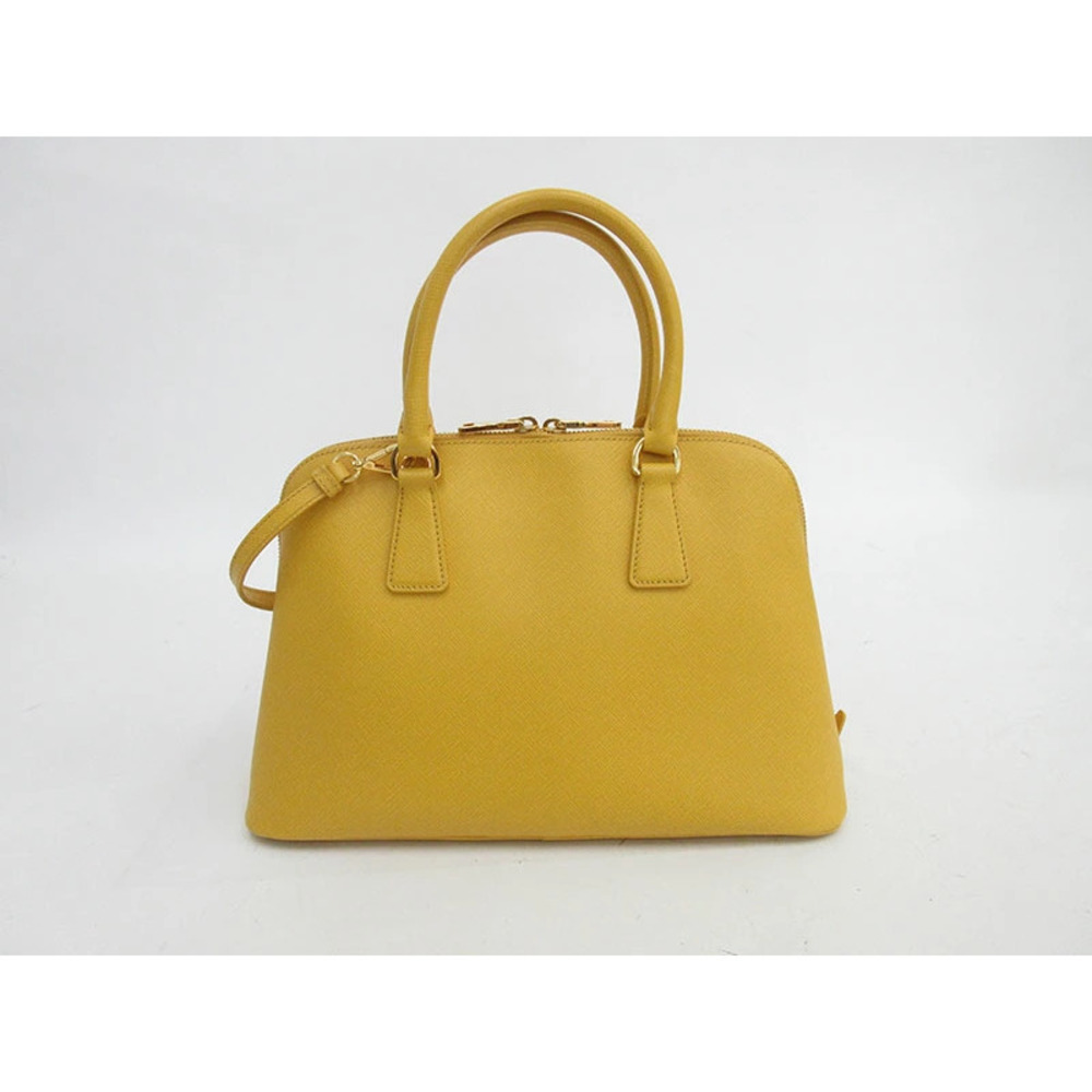 PRADA Bag Handbag Long Shoulder Crossbody Yellow Saffiano Leather - Picture 2 of 14